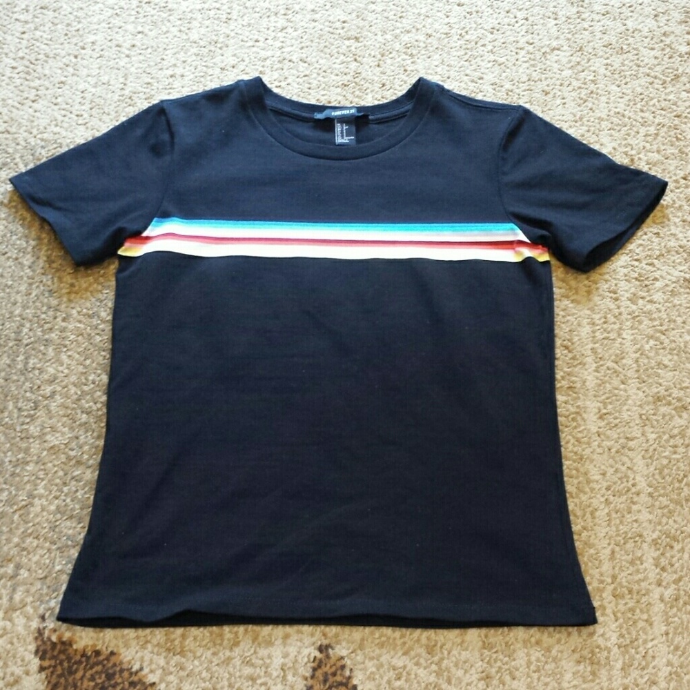 ●Forever 21 black shirt with rainbow